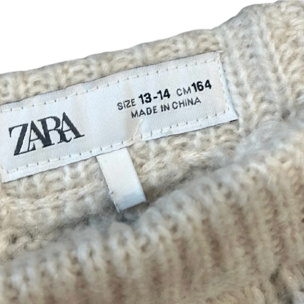 Zara Kids Alpaca Blend Knit Wide Leg Sweater Pants | Cream | Size 13/14 (Girls) - Picture 2 of 4